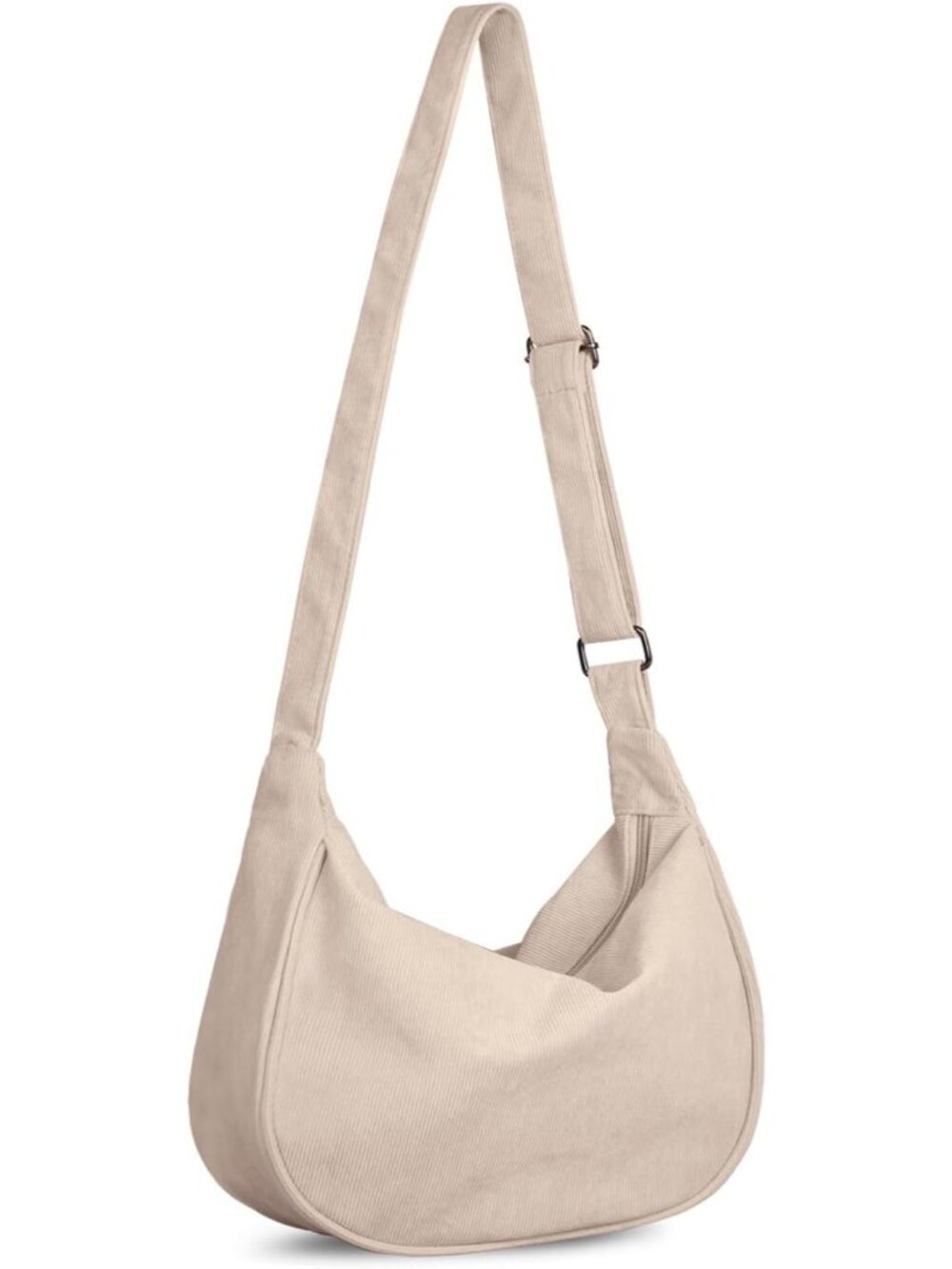 Women's Beige Corduroy Crescent Crossbody Bag Small Sling Hobo Dumpling Bags